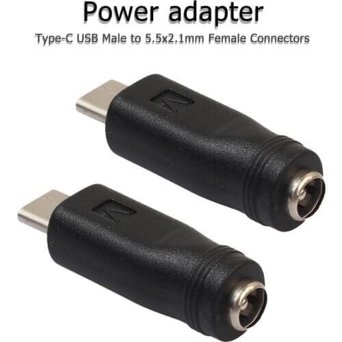 2pcs DC Power Adapter Converter Type-C USB Male to 5.5x2.1mm Female Connector Environmental Protection and Durability