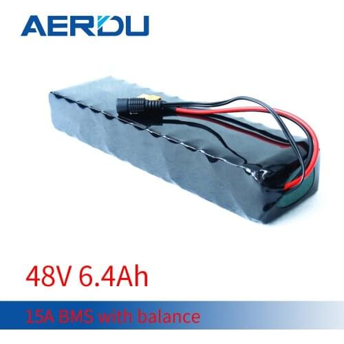 AERDU 13S2P 48V 6.4AH 500W 3200MAH 18650 li-ion battery pack Built-in 15A BMS for Electric Bike Scooter Skateboard Bicycle+XT60