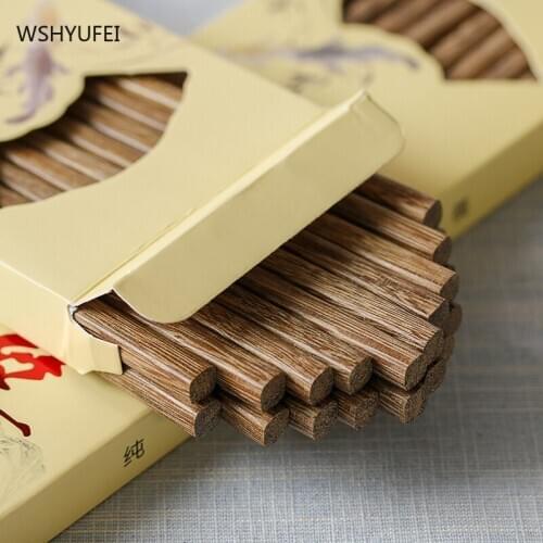 Household chicken wing wooden chopsticks 10 pairs of natural wood chopsticks no lacquer no wax hotel tableware family set