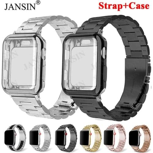 Case+Metal Strap For Apple Watch band 44mm 40mm iWatch band 42mm 38mm Stainless Steel Bracelet for iWatch SE Series 6 5 4 3 2 1