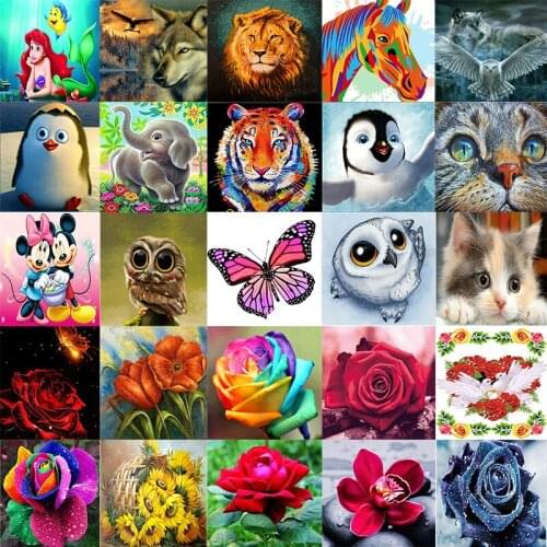 CraftArtGo 5D Diamond Embroidery Cartoon flower Full Square Round Rhinestone Mosaic Painting Cross Stitch Flowers Diamond Kit