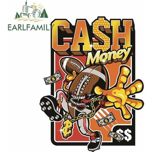 EARLFAMILY 13cm x 10.1cm for CASH MONEY Personality Creative Car Stickers Vinyl Windshield Decal Waterproof Bumper Decoration