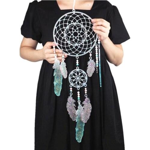 Resin Mold Silicone Mold Dream Catcher Keychain Pendant Feather Leaf Resin Accessory Tool Diy Wall Hanging Art Craft
