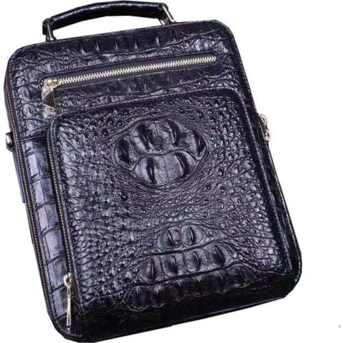Hexiaofengdedian men crocodile leather handbag male single shoulder bag black crocodile skull skin bag