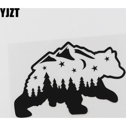 YJZT 14.8CMX9.3CM Personalized Bear Outdoor Survival Adventure Vinyl Car Sticker Black/Silver 8A-0155