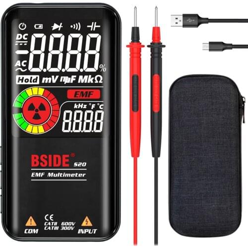 Intelligent EMF Multimeter Electromagnetic Radiation Detector 9999 Counts Auto Range Rechargeable Universal Meter Monitor