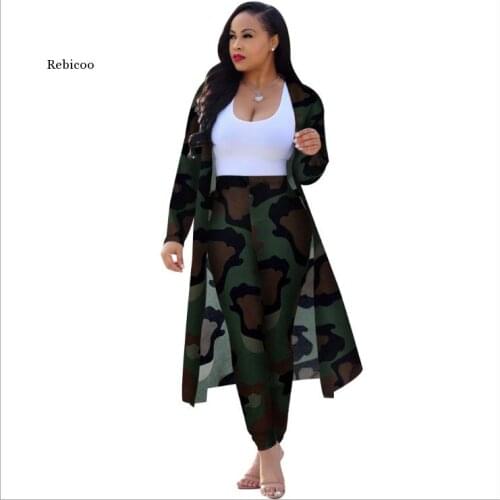 2 Piece Set African Print Elastic Baggy Pants Rock Style Sleeve Suit for Women Coat
