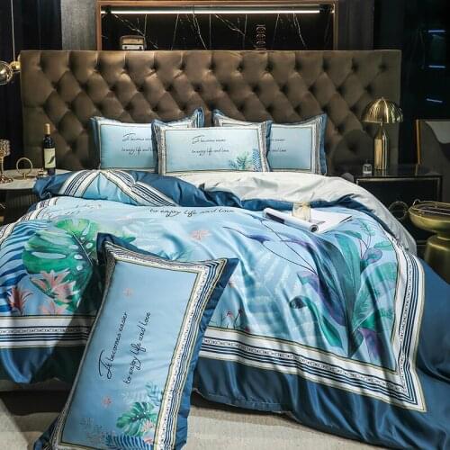 2021 new Wash Tencel digital printing bedding sets bed set double queen king size duvet cover bed sheet set pillowcase 4Pcs