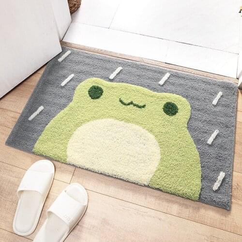 Frog and Bear Flocking Bath Mat Home Decoration Door Mat Non-slip Absorbent Bathroom Doormat Super Soft Fiber Bath Rug