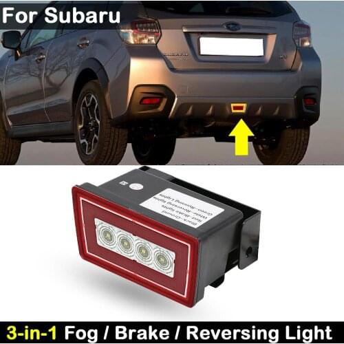 Red+White lens 3-In-1 LED Rear Fog Light Brake Lamp Reversing Light For Subaru WRX/STI Impreza XV Crosstrek