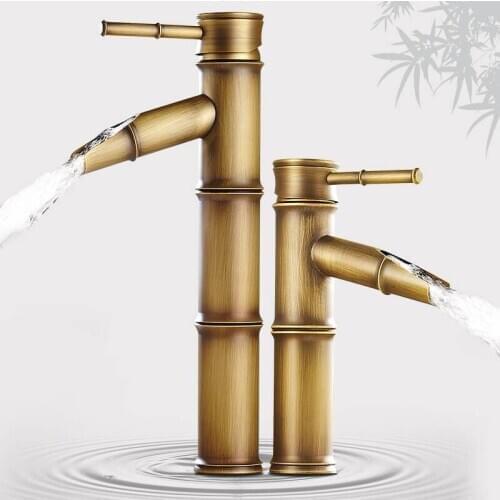 Bathrom Sink Faucet Brass Basin Faucets Luxury Mixer Tap Tall Bamboo Hot Cold Water High Quality