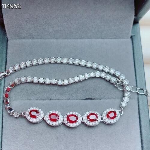 Best Quality Ruby Bracelet 925 Sterling Silver Fine Jewelry Natural And Real Fashion Ruby Bracelet