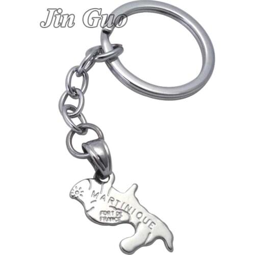 Martinique map key chain & key ring