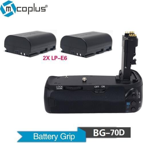 Mcoplus BG-70D Vertical Battery Grip Holder with 2x LP-E6 Battery For Canon EOS 70D 80D DSLR Camera as BG-E14 Meike MK-70D