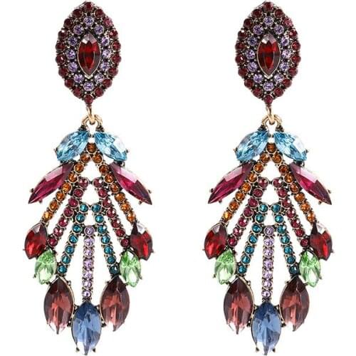 Fashion Colorful Long Earrings Exaggerated Gold Color Chunky Hollow Pendants Statement Drop Earrings for Women Fashion Jewelry