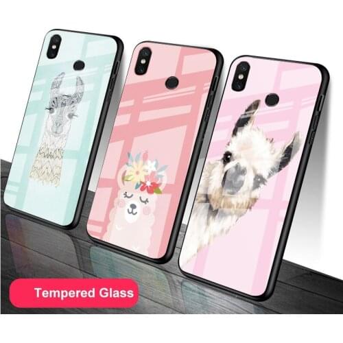 Cartoon Lama Llama Alpacas Animal Tempered Glass Phone Case For Redmi Note 5 6 7 8 9 Pro Note8T Note9S Redmi8 9 Cover Shell