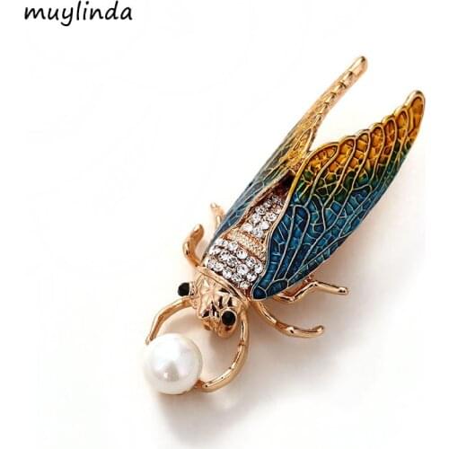 Muylinda Cicada Bug Rhinestone Brooch Pin Fahsion Rhinestone Insect Pins Women Brooches Scarf Clip Jewelry