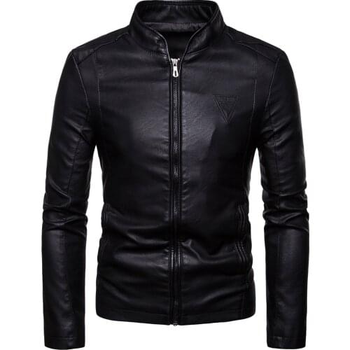 2021 brand foreign trade European and American mens jacket mens youth stand collar punk mens motorcycle leather jacket