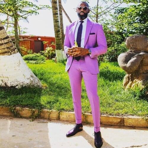Purple Slim Fit Mens Tuxedos One Button 2 Piece Wedding Suits Fashion Man Style Custom Made Blazer and Pants