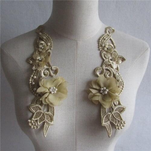 New arrive Lace Collar Embroidery Decorateion DIY Lace Neckline Fabric Sewing Applique Accessories A pair for sale -YL588