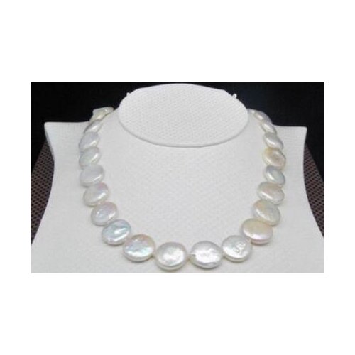 HOT SELL Hot Huge AAA 14-15mm south sea white coin pearl necklace 17" 14K GOLD CLASP