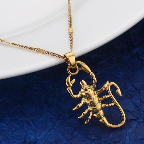 Gold Color Scorpion Pendant Necklace Zodiac Constellation Astrology Trendy Chain Jewelry