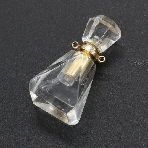 Natural Perfume Bottle Pendants White Crystals Perfume Bottle Oil Diffuser Pendants for Women Necklace Charms Gift 17x34mm