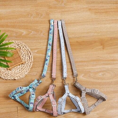 Adjustable Dog Cat Harness Leash Rope Puppy Daisy Printed Leash Nylon Pet Supplies 1/1.5cm Width Wholesell