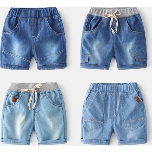 New Kids Summer Denim Shorts Boys Fashion Solid Denim Shorts with Pockets Children Baby Casual Elastic Waist Jeans Short Pants