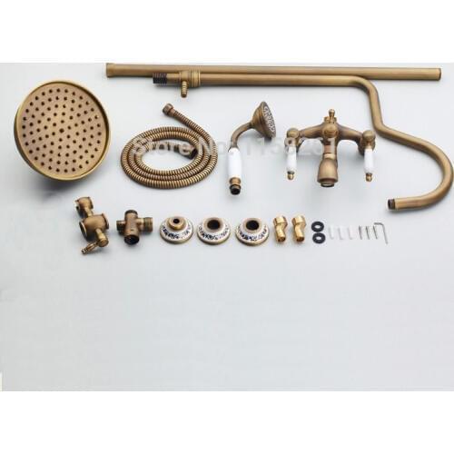 Bathroom Faucets Antique Brass Rainfall Shower Set Durable Brass Construction Faucet Set Mixer Tap For bathroom