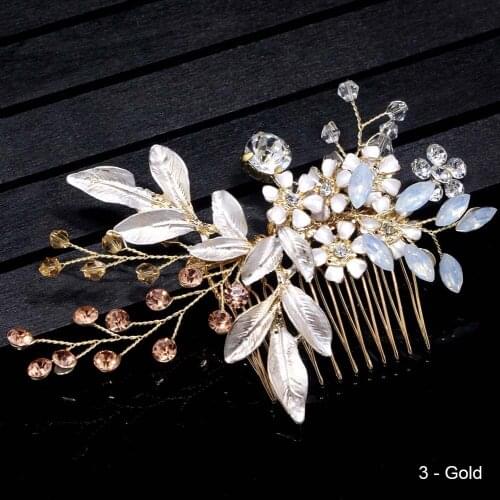 Luxury Hairpin For Women Hair Combs Headdress Prom Bridal Wedding Crown Elegant Hair Accessories Gold Leaves Headwear