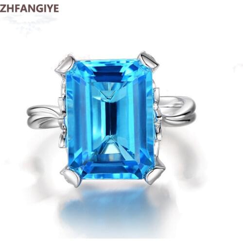 Fashion Ring 925 Silver Jewelry with 12*16mm Rectangle Shape Zircon Gemstone Finger Rings for Women Wedding Party Accessories