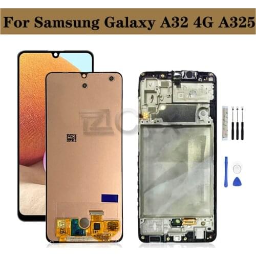 For Samsung Galaxy A32 4G A325 LCD Display Touch Screen Digitizer Assembly +Frame For Samsung A325 LCD replacement Repair Parts
