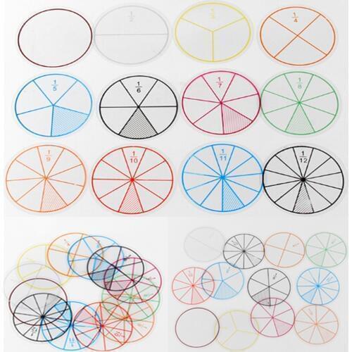 12pcs Math Fractions Circles Toy Plastic Numbered Fractions Circles Math Chips Mathematics Number Toy Wholesale Dia. 8cm