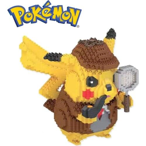 1580PCS+ Pokemon Detective Pikachu Mini Building Blocks Diamond Micro Brick Figures Toys For Kid Birthday Gift 7081A