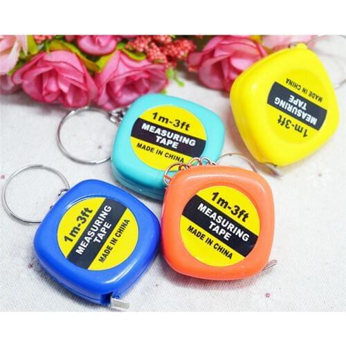 2Pcs/lot New Mini Retractable Ruler Tape Keychain Measure Portable Pull Ruler Keyring Random Color