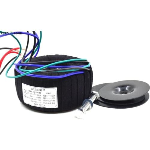 200W Black Cloth Toroid Transformer 200VA 2X115V For Amplifier 17V-0-17V 12V-0-12V