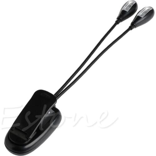 2021 New Flexible 2Dual Arms Clip On 4LED Light for Book Reading Camping Hiking Lamp Bulb