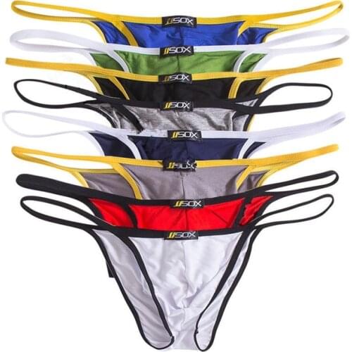 4PCS/Lots Sexy Men Briefs Low Waist Modal Underwear String Homme Penis Pouch Gay Micro Thongs Briefs Cueca Slip Male Panties XL