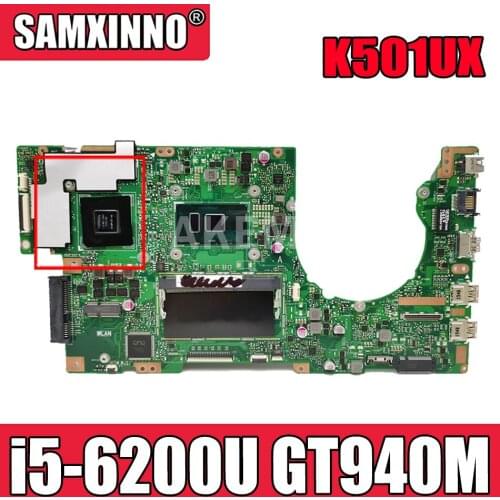 AKEMY For ASUS K501UX K501UB K501U laptop motherboard K501UX K501UB mainboard rev2.0 i5-6200U cpu GT940M 4GB RAM