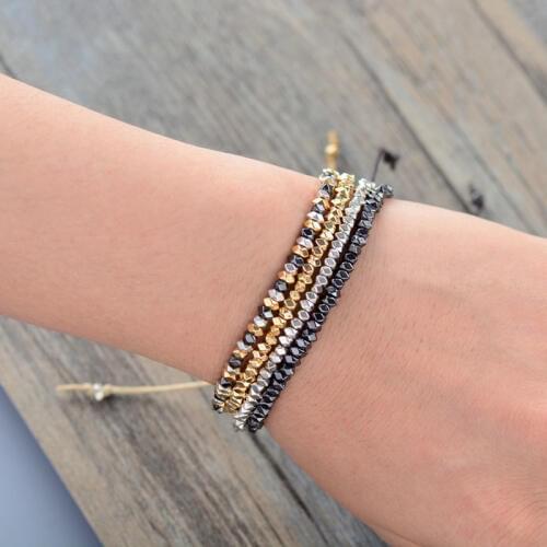 Valentines Day Bracelet Vintage Natural Hematite Plein2-4mm Adjustable Bracelet Vintage Hollywood Bead Bohemia Bracelets Unisex