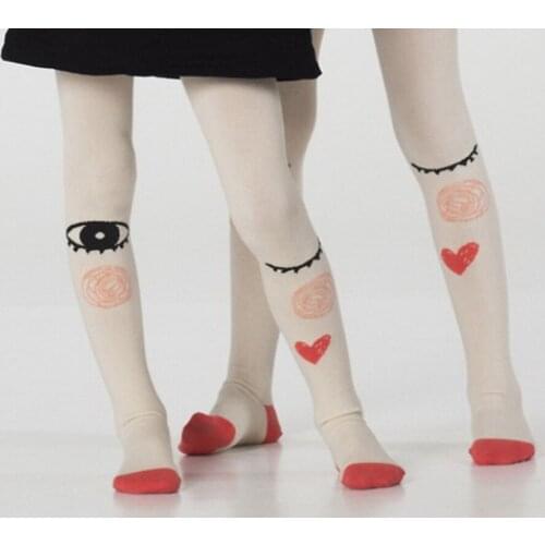 DHL 50pcs Cotton Children Girls Big Eye Pantyhose Baby Tights Cartoon Different Pattern Long Stripe Dots Stocking