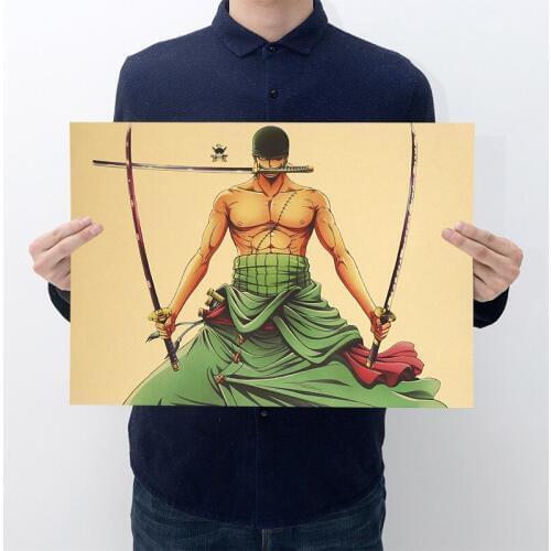 Japen ONE PIECE Action Figure Vintage Stickers Zoro Luffy action figure Bar Bedroom Decorative Poster stickers muraux for kids