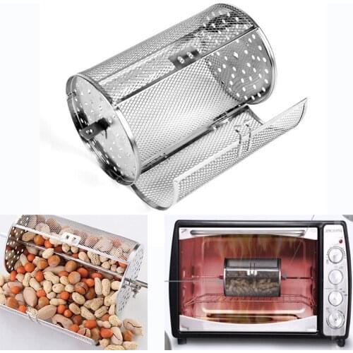 Electric Oven Universal Stainless Steel Drum Grilled Cage Rotating Oven Net Barbecue Roasted Coffee Bean Nut Walnut 12X22CM