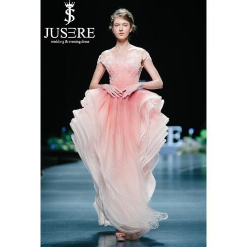JUSERE 2019 SS FASHION SHOW Long Prom Dress Off The Shoulder Floor Length Formal Party Gowns Vestido de festa Robe De Soiree