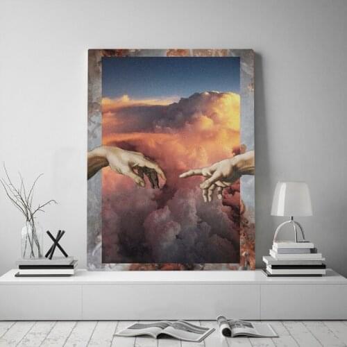 Prints Home Decor Creation of Adam Canvas Painting Renaissance Wall Art Modern Modular Classical Pictures For Living Room Poster