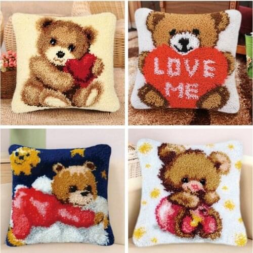 Latch Hook Rug Canvas Foamiran Bear Latch Hook Kits Isolon For Needlework Knitted Carpet Embroidery Pillowcase Button Packages