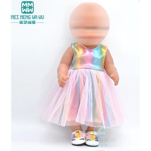 Doll Clothes for 43 cm new born doll and American doll accessories fashionable gauze dress, bow dress