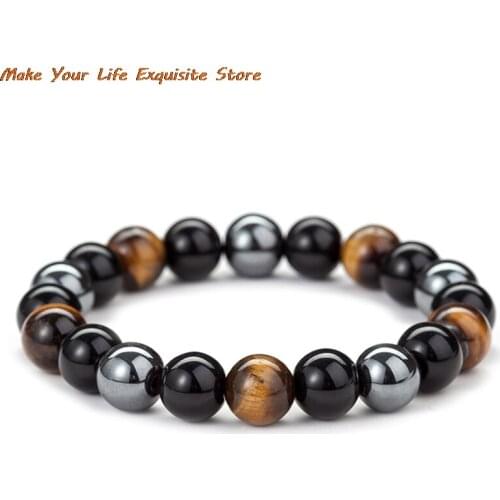 Hot Sale Hematite Stone Bead Couple Bracelet Magnetic Tiger Eye Healthcare Magnet Men Women Help Weight Loss Jewelry Bangle