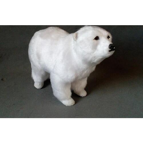 Simulation polar bear about 19x14cm hard model,polyethylene&fur white polar bear toy,home decoration Xmas gift 0870